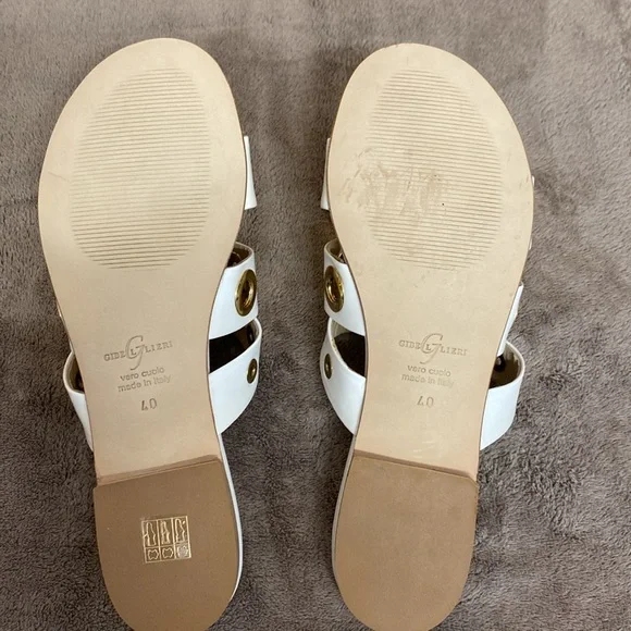 White Italian leather sandals - Picture 3 of 8